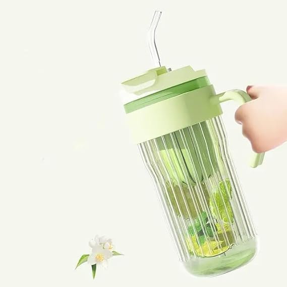 Drinking Glasses Tumbler with Infuser Lid Straw and Handle Pack of 1 580ml Travel Water Glass
